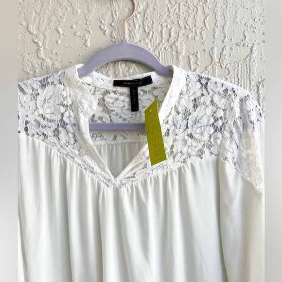 BCBG max azria lace details Khali blouse white XXS / small - Picture 6 of 8